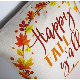 DECOPOW Happy Fall Y'all Throw Pillow Cover, Decorative Throw Pillow Cover Square 18X18 Inches