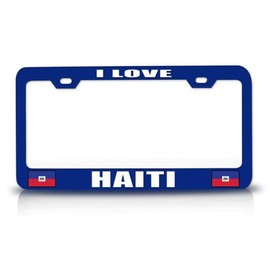 Custom Brother - I Love Haiti Flag Metal Car SUV Truck License Plate Frame Bu j29
