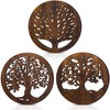 Beeveer 3 Pcs Life Tree Wooden Trivets Round Plates Pots