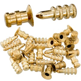 PAGOW 15 Packs Table Bolt Sleeve Connectors, Zinc Alloy Table Leaf Dowel Pins Sets with Sockets Table Top Leaf Alignment Pins (0.3" X 1.1")