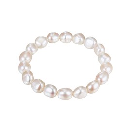 Valero Pearls Women's Pearl Bracelet with Baroque Freshwater Cultured Pearls 9-10 mm White Flexible / without Clasp, Freshwater Cultured Pearls