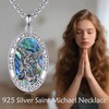DAYLINLOVE Saint Michael Necklace 925 Sterling Silver St Michael Abalone