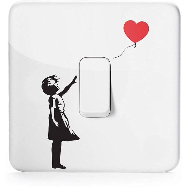 Banksy Graffiti Stickers Girl with Balloons Light Switch Sticker | Vinyl Stickers for Light Switch, Kitchen Wall Art and Cool Stickers for Light Switches | Switch Art Kitchen Art for UK Light Switch