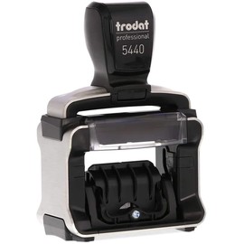 Trodat 5440 Heavy Duty Dater, Month Day Year Format, with Interchangeable Premade Die Plates Red Date and Blue Text