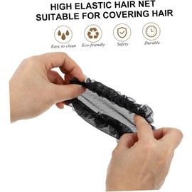 FRCOLOR 10 Piezas de Redecillas Elásticas Cabello Negro, Red para Sujetar Moños, Material de Gasa y Tela, Reutilizables para Ocasiones Formales