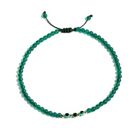 Lightock Evil Eye Ankle Bracelets for Women Beads Anklets Beach Accessiory Gemstone Crystal Adjustable Green Charm