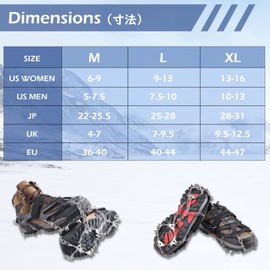 TRIWONDER Ice Cleats Crampons Ice Snow Grips Anti-Slip 18 Spikes Ice Grippers Winter Boot Ice Traction Cleats for Snow Walking Hiking Fishing (Black, M)