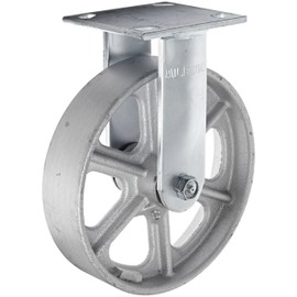Albion 16 Series 8" Diameter Cast Iron Wheel Medium Heavy Duty Zinc Plate Rigid Caster, Roller Bearing, 4-1/2" Length X 4" Width Plate, 1250 lbs Capacity (Pack of 2)