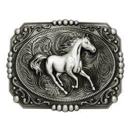 Moranse Religion Cross Cowboy Kneeling Prayer And Horse Design Belt Buckles, Running Horse, middle