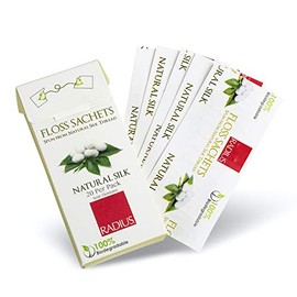 Radius Floss Sachet, Easy to Carry, Use Up, Gluten Free, Preservative-Free, Colorant-free, Vegan, Biodegradable, Natural Silk (Biodegradable, Natural Silk)