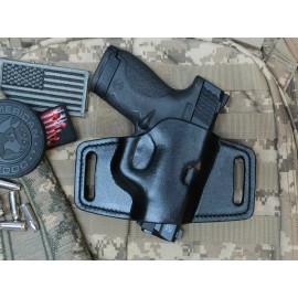New Pacifica Leather Off Duty Shield Leather Holster for M&P Shield 9mm & .40,OWB, Made in USA - Black, Right Hand Draw, Add Sweat Shield