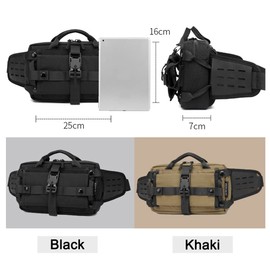 ACEXIER Tactical Men's Belt Bag Outdoor Sports Chest Bag Waterproof Shoulder Strap Bag EDC Shoulder Bags for Hunting Camping Hiking, black