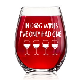 Vgrti In Dog Wines I've Only Had One Stemless Wine Glass, Funny Dog Lover Gifts for Women Men Wine Lovers Veterinarian Pet Mom Dad, Mother's Day Father's Day Birthday Gifts for Pet Mom Dad Wife Sister