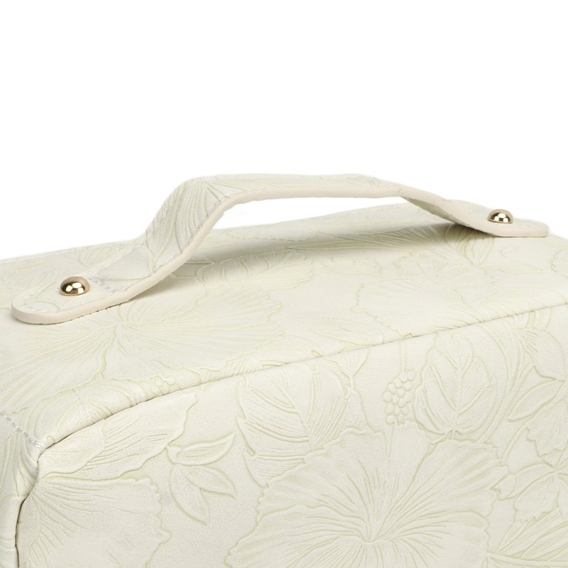Makeup Cosmetic Bag Large Capacity Embossed Pattern Multifunctional Divider PU