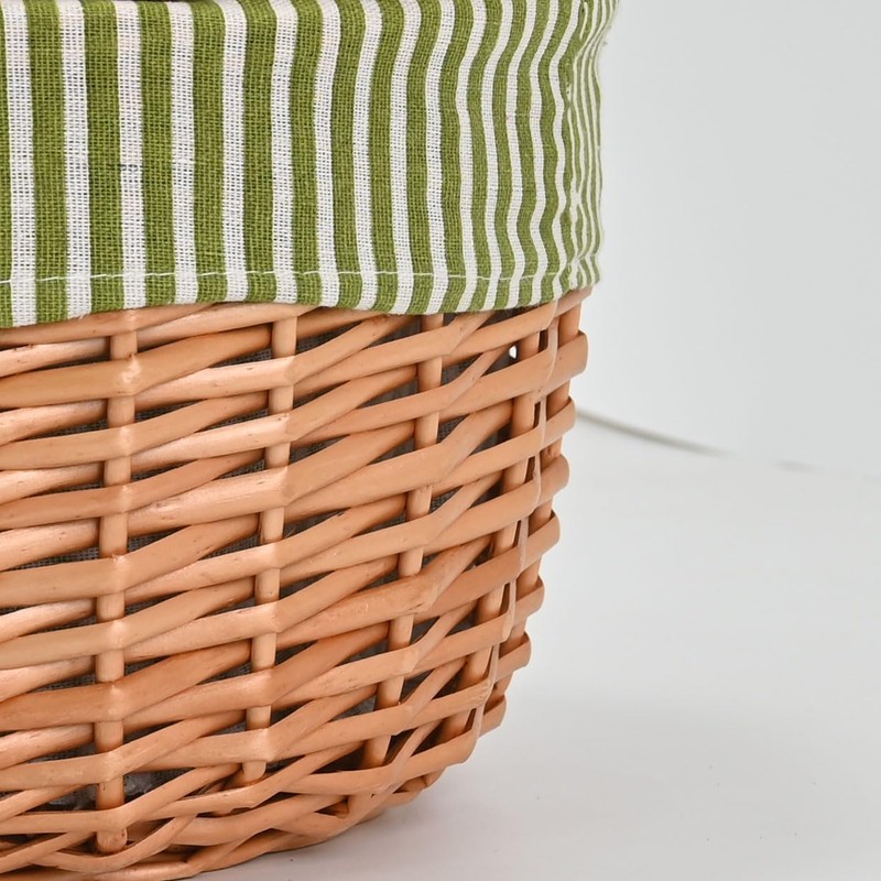 Wicker Picnic Basket with Lid and Handle Sturdy Woven Body