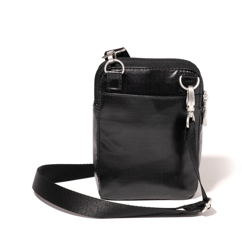 Baggallini Modern Take Two RFID Crossbody, Black Gloss Ripstop