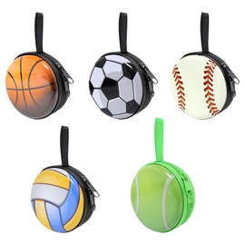 Honbay 5PCS Sports Ball Pattern Coin Purse Trinkets Pouch Baseball Basketball Tennis Volleyball Soccer Storage Case Box Organizer Bag for Earphone USB Flash Drive Necklace Bracelets Earrings