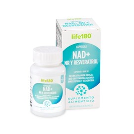 Life180 NAD+ NR y Resveratrol con 60 Cápsulas | Suplemento Alimenticio para Protección Antioxidante, Activación Celular y Vitalidad