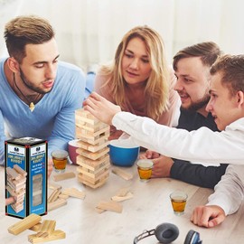 MAECENA Traditional Tumbling Tower Game with 48 Wooden Pieces Fun Children Game Mind Game