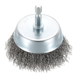 DTGN 3 Inch Wire Wheel Cup Brush for Drill - 1 Pcs - Coarse Carbon Steel Crimping Drill Wire Brush(0.012" Wires Size) - 1/4 Inch Hex Shank - Good for Cleaning Rust Paint Abrasive