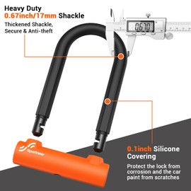 Sportneer Bike U Lock - Heavy Duty Anti Theft Bike Lock with 5ft Security Steel Cable - 17mm Shackle Bicycle U-Locks with Keys & Sturdy Mounting Bracket for Road, Mountain, Electric Bike - Orange