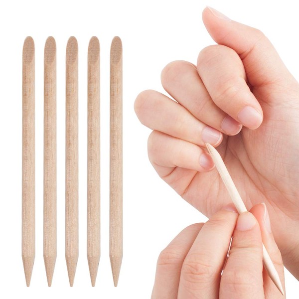 Varillas de manicura de 4.5 pulgadas (11,4 cm). Paquete de 144 prensadores de cutículas para manicura y pedicura. Palos de bambú. Eficaz y fácil de usar. Bordes afilados y cónicos.