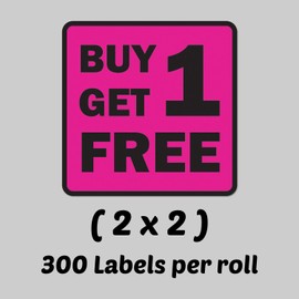 BOGO Sticker Roll Perfect for Sales, Garage Sales, Yard Sales, Retail - 300 Count BOGO Square Labels - 2 x 2 Inch