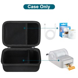 Canboc Carrying Case Compatible with HP Sprocket Panorama Instant Portable Color Label & Photo Printer, Mesh Pocket fit Zink Paper, USB Cable, Black (Case Only)
