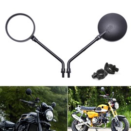 DREAMIZER 10MM Black Round Motorcylcle Mirror with 7/8" 22mm Clamp Mount Compatible with Honda Monkey CB 400 750 Suzuki Z1000 Z900 GT750 Yamaha XT25 XVS VRZ 1800 - Round