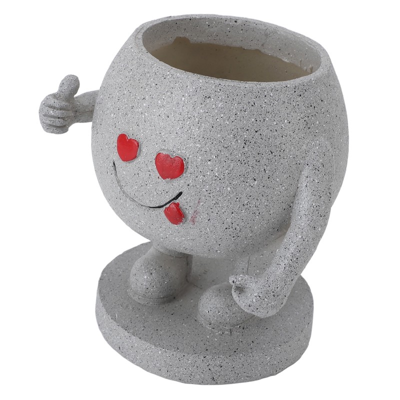 Succulent Pot Adorable Smiling Figure Standing Thumb Up Resin Flower