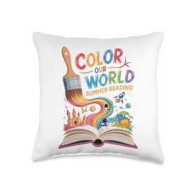 Color Our World Summer Reading, Librarians & bookworms Throw Pillow