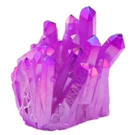 Shanxing Shanxing Purple Titanium Coated Quartz Crystal Cluster Specimen, Clear Quartz Reiki Healing Crystals and Gemstones Gift Rock Mineral Purple Crystal Stone Ornament Room Party Cake Decor Pocket Stone