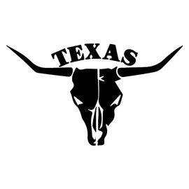 Texas State Longhorn, Bull Skull, Decal Sticker - Dimensions: 8x5, Color: White