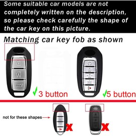 TECART Key fob Holder Car Key Case Protector Fit for Infiniti QX60 QX50 Automotive Interior Accessories 5 Button Black