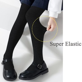 hakugoo Girls Tights Toddler Seamless Plain Leggings Stockings 2 Pack Cotton Pantyhose Pants for Kids Girls (Black, 4-6 Years)