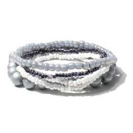 Nexoluxa Bracelet Stack Stackable Bracelets for Women Beaded Stretch Boho Colorful Bracelets Set Stacked Small Beaded Bracelets Jewelry Pack for Women, Grey