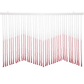 THY COLLECTIBLES Beautiful Acrylic Beaded Valance Curtain Window Door Room Divider for Home Decor - Red & Crystal Clear Teardrop