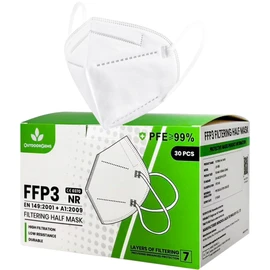 OutdoorGems FFP3 Face Masks Pack of 30 – CE & EN149 Certified, 7-Layer Disposable Respirators with >99% Filtration. Adjustable Nose Clip, Comfy Ear Loops. Ideal for Work, Travel & Medical Use.