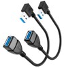 AKWOR USB 3.0 Extension Cable Left and Right Angle, 2