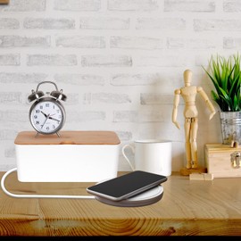 ShellKingdom Cable Management Box, Cable Organizer for Cable and Cord Management, Storage and Holder for Power Strips & Cords (White)