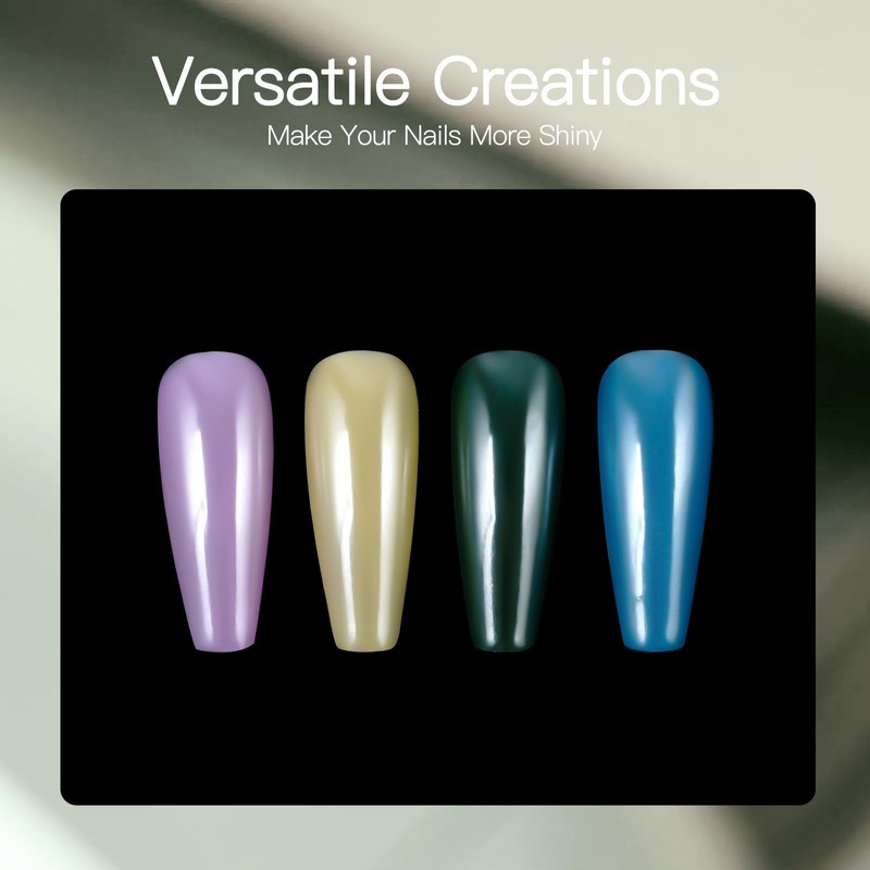 Pearl White Nail Chrome Powder Rubbing Glitter Metallic Mirror Effect