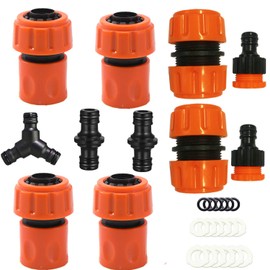 HONGCI ABS Hose Connection 11-Piece Set, 4 x 19 mm 3/4 Inch End Quick Coupling, 2 x Double Plug, 2 x 2 in 1 Tap Connector, 2 x 3/4 Inch Extension, 1 x Y Connector