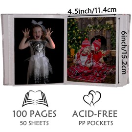 Dankeler Kleines Fotoalbum für Kinder, 100 Taschen, 10 x 15 Bücherregal-Baby-Bilderalbum, Einsteck-Fotobuch mit Leineneinband für die Familie(Hase)