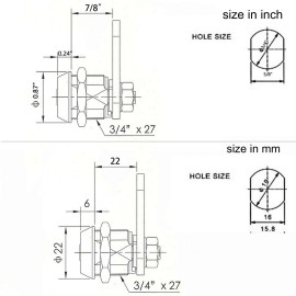 M LOCK Tubular Cam Lock 90 degree for Camper Cabinet Toolbox 5 sizes BLACK 2400 - M (7/8")