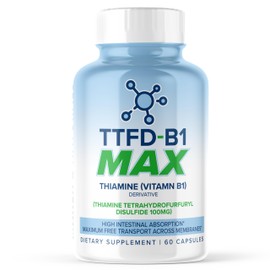 TTFD Thiamine B1 Supplement 60Capsules Made in USA- Thiamine TTFD Vitamin B1 MAX, High-Potency Supplement for Energy & Focus, Supports Healthy Nerve Function & Overall Wellness by MaxLife Naturals