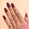 TWINKLEDE Boho Stackable Rings 17Pcs Rhinestone Finger Rings Gold Crystal