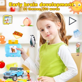 510 Talking Flashcards for Kids, Mot ami French Games from 2 to 6 Years with Music, Educational Games 2 Years, Preschool Toys to Listen and Learn Blue(French/English/Bilingual)