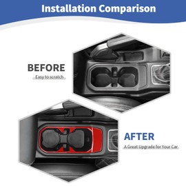 RT-TCZ for Wrangler JL Front Cup Holder Trim Red for Jeep Wrangler JL JLU Gladiator JT 2018-2024 Red Interior Accessories