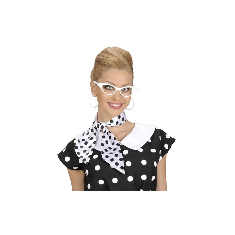 Satin Dotted Neck Sashes White withBlack Dots Accessory for Fancy
