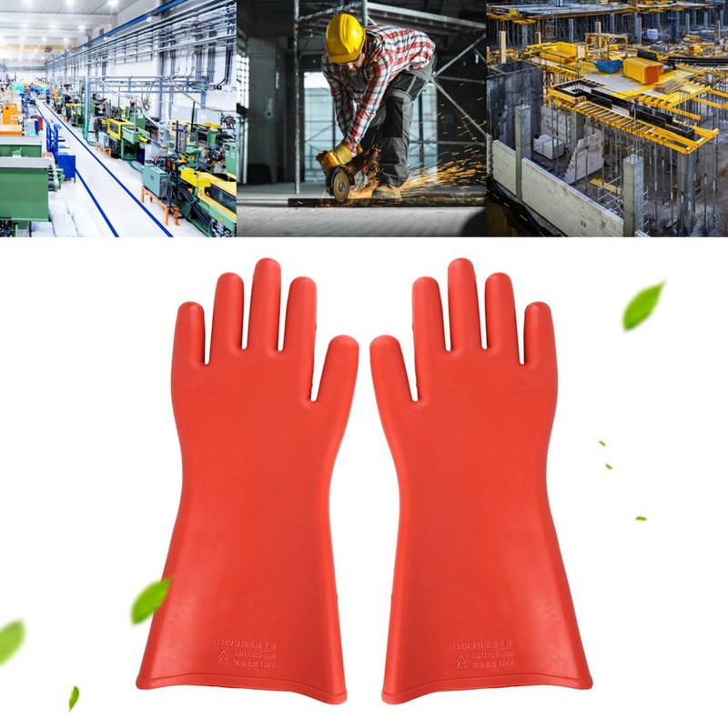 12KV High Voltage Proof Rubber Insulated Gloves Waterproof Safety Electrical